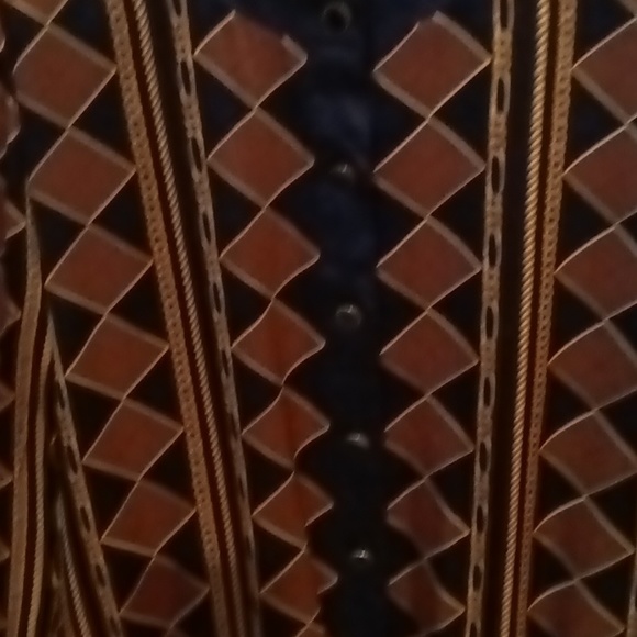 FINAL PRICE VTG Richard Warren 100% silk l/s blouse w diamonds & chains print 12 - Picture 7 of 7